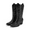 BLACK-PU, variant on Women's Cowboy Boots Square Toe Embroidered Western Boots Chunky Heel Mid Calf Cowgirl Fashion Boots