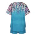 thumbnail image 4 of Puntoco 2 piezas mujeres casual verano deportes traje cuello redondo impresión manga corta pantalones cortos conjunto liquidación Puntoco Puntoco-1313, 4 of 8