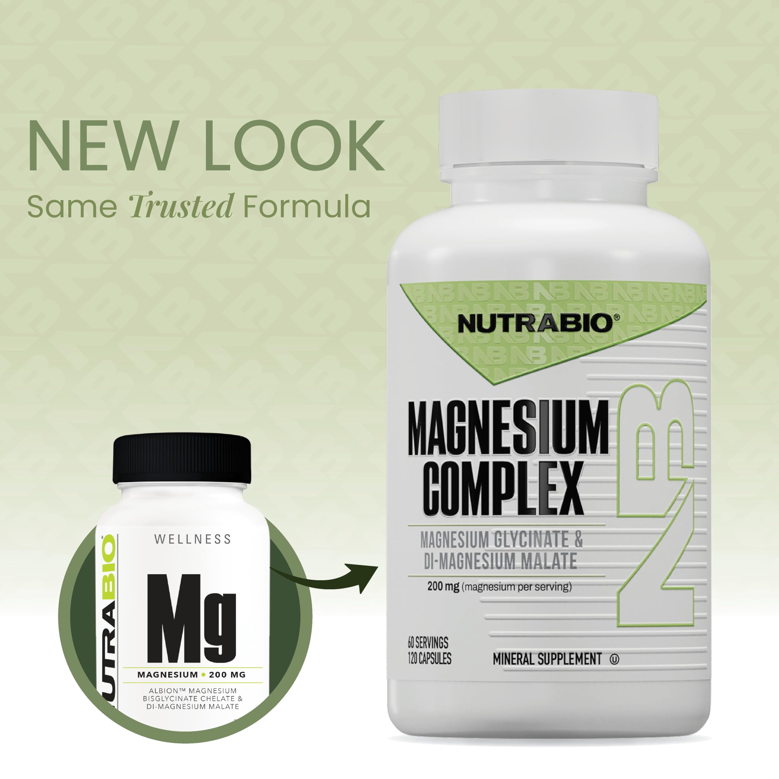 NutraBio Magnesium Supplement, Magnesium Glycinate, Biglycinate, D-Magnesium Malate, Magnesium for Sleep, Muscle & Nerve Support, for Men and Women, 120 Vegetable Capsules
