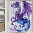thumbnail image 5 of 4Pcs Fantasy Dragon Shower Curtain Set with Rugs, Toilet Lid Cover and Bath Mat, Watercolor Theme Purple Animal Mystical Bathroom Curtains Decor Shower Curtains, 72" x 72", 5 of 8
