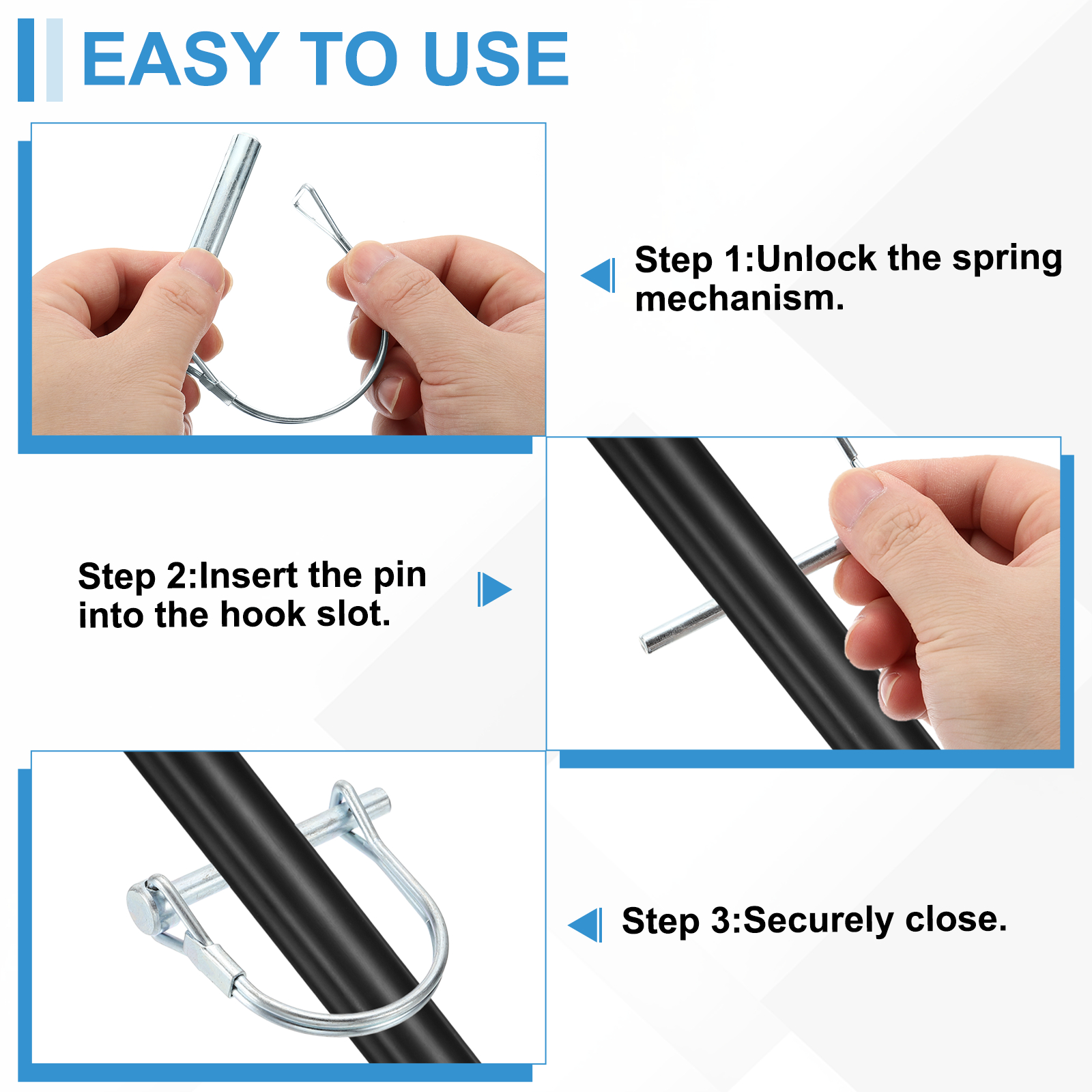 Uxcell 6 Pcs Trailer Coupler Pins, 3/8" x 2.7" Half Round Safety Wire Lock Hitch Pin