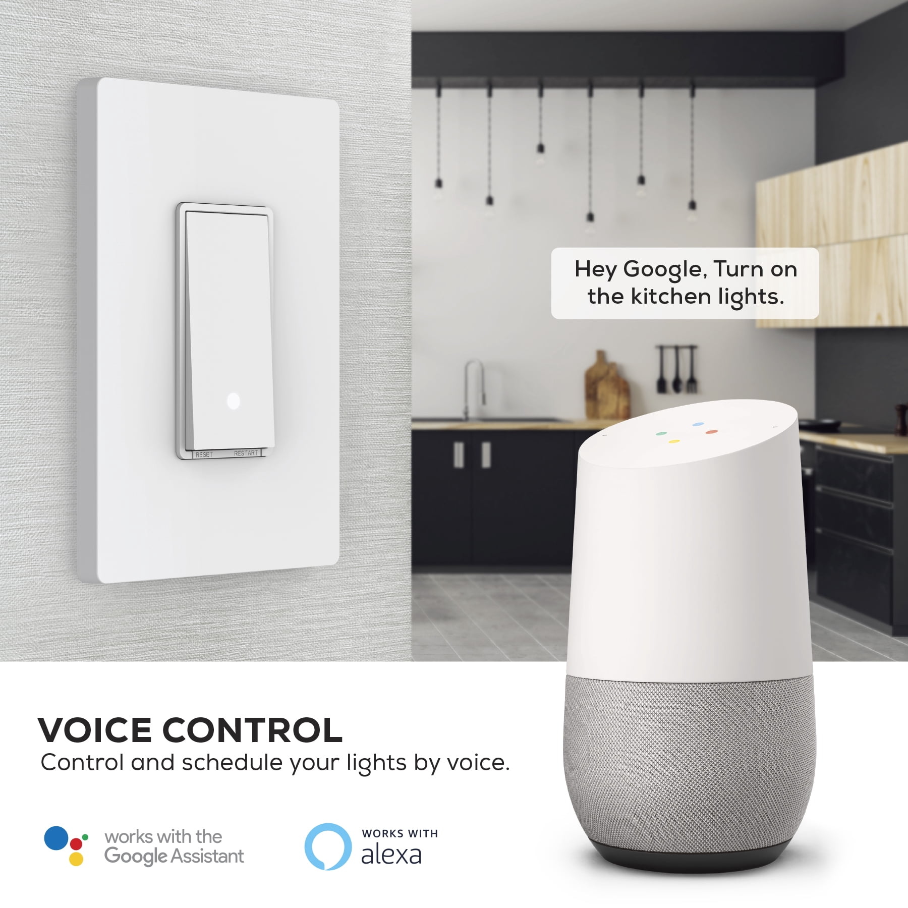 Merkury Innovations 3-Way Light Switch Kit, Requires 2.4Ghz Wifi