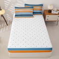 thumbnail image 4 of Erosebridal Colorful Geometric Stripes Zipper Twin Comforter Sets with Fitted Sheet and 2 Pillowcases,Orange Blue Lines Zipper Bedding Set For Girls,Reversible,4 Pieces, 4 of 7
