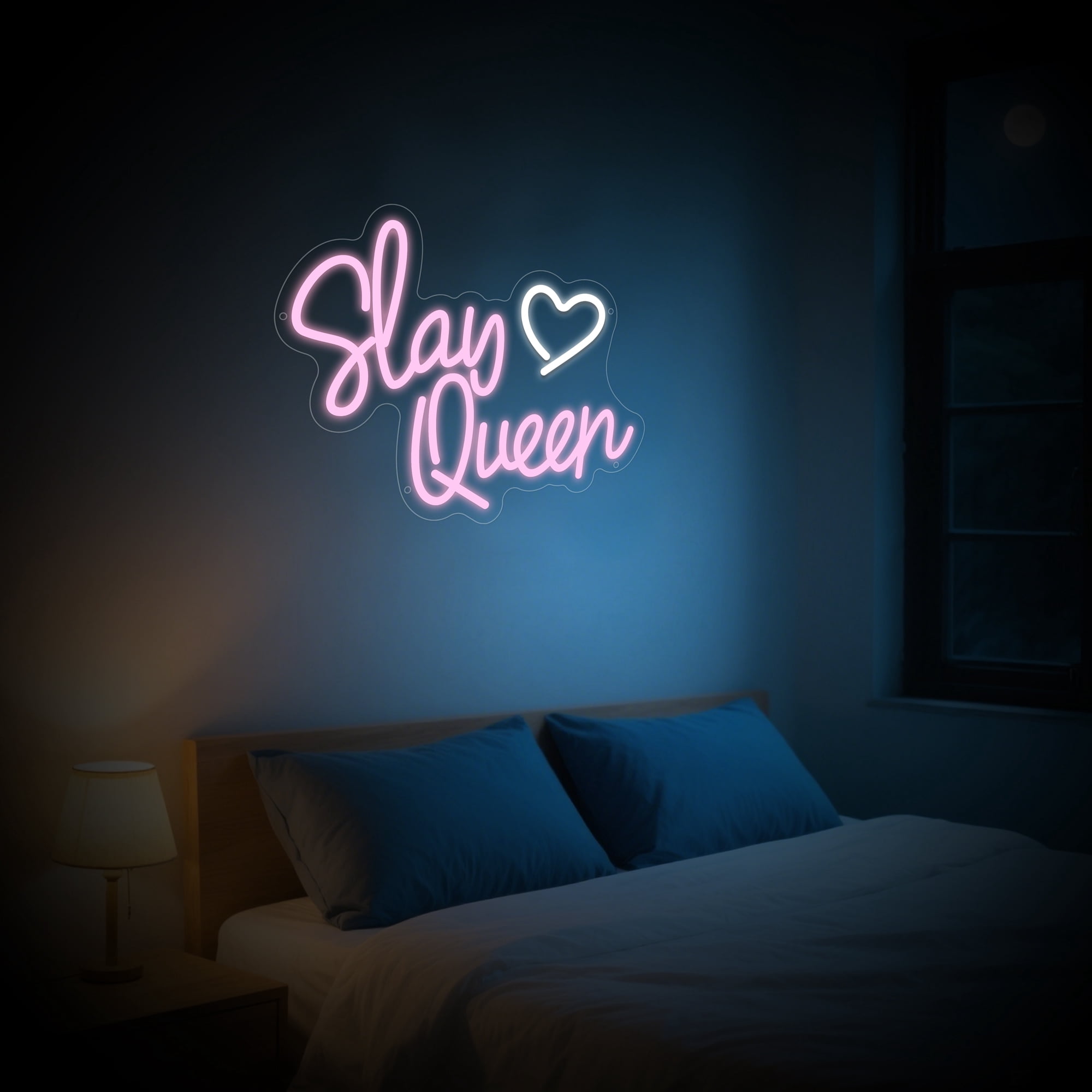Slay Queen Neon Sign, Slay Queen Led Signs for Wall Decor, Dimmable Pink Neon Light Sign for Bedroom, Preppy Girl Aesthetic Room Dorm Decor, Neon Gift for Girls