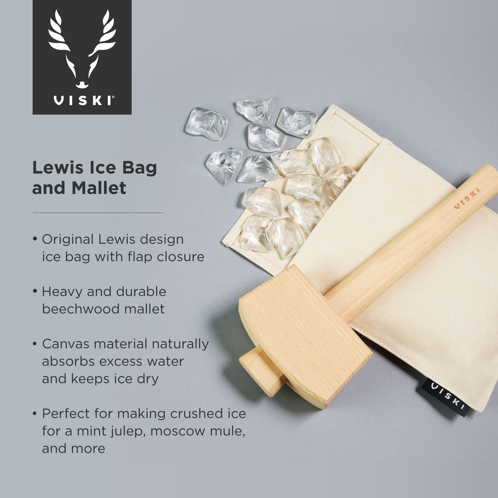 Viski Professional Lewis Bag and Mallet Bartender Kit & Bar Tools - Ice Crusher - image 3 of 11