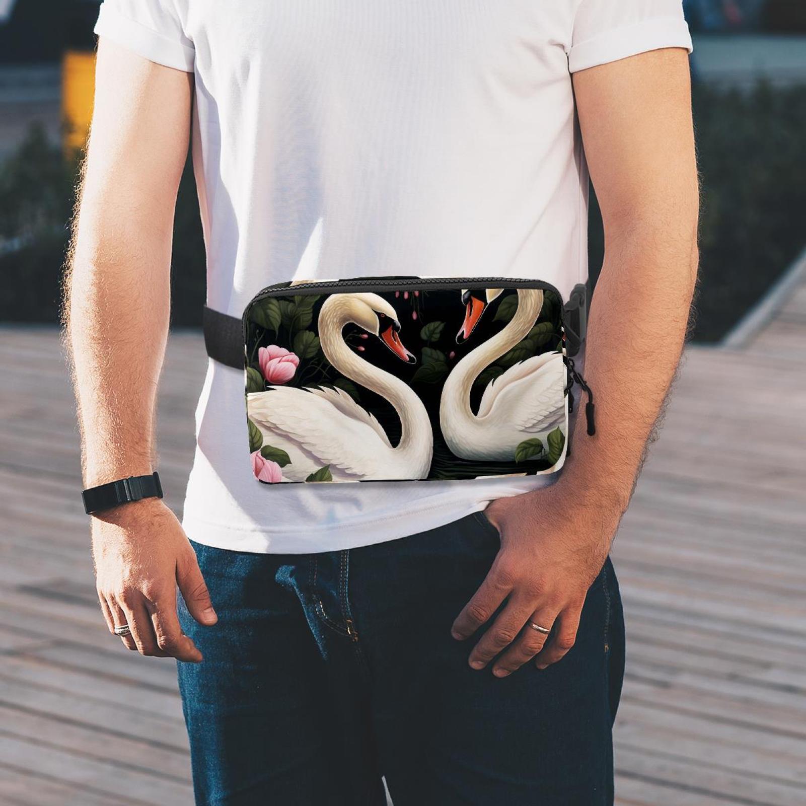 Swans Running Belt Fanny Packs Waist Packs with Extension Strap Unisex Lightweight Adjustable