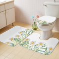 thumbnail image 2 of Daisy Flower Bath Mat 3 Piece Bathroom Rug Set, Garden Floral Green Leaf Summer Spring Non Slip Bath Rug Contour Mat and Toilet Lid Cover, Absorbent Shower Mats Soft Bath Rugs and Mats Sets, 2 of 8