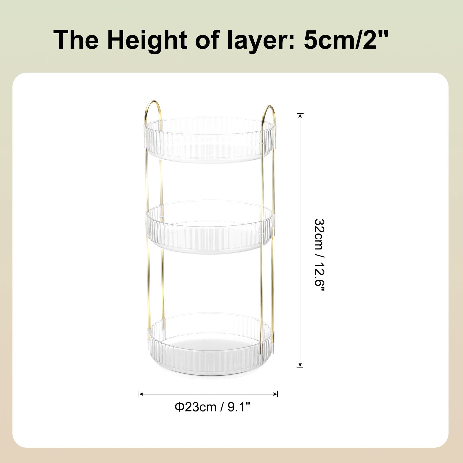 Unique Bargains 2 Layer Rotating Makeup Round Skincare Countertop Perfume Organizer Clear