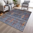 thumbnail image 6 of HomeRoots 625991 5 x 8 ft. Blue & Rust Floral Washable Transitional Indoor & Outdoor Rectangle Area Rug, 6 of 9