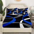 thumbnail image 3 of Erosebridal Blue Striped Twin Sheet Sets, Abstract Bedding Twin Size, Modern Geometric Decor 3 Pieces, 3 of 7