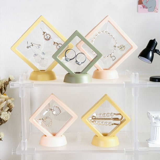 10 pieces of PE film suspension box jewelry stand transparent acrylic earrings storage earrings display stand packaging storage box 9 9 cm pink