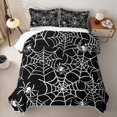 thumbnail image 2 of Feelyou Spooky Spider Web Twin Quilt Set, Halloween Animal Twin Coverlet Set, Black White, 2-Piece, 1 Comforter and 1 Pillowcase, 2 of 7