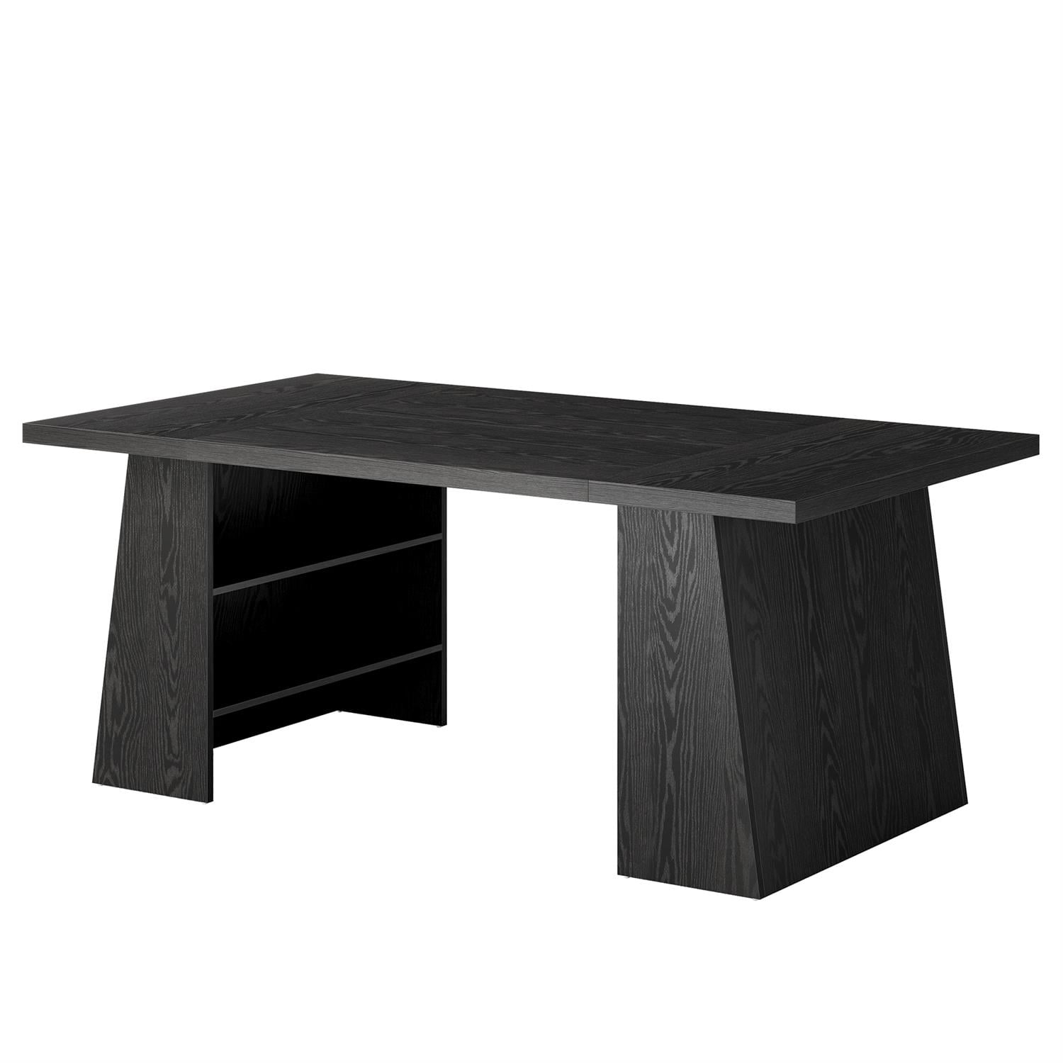 Demi Bonn 63" Office Desk, Sleek Modern Writing Table, Minimalist Desk for Home Office, Stylish Computer Station, Black