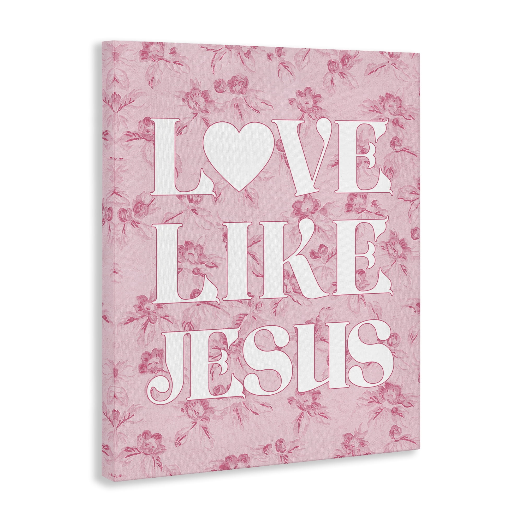 Stupell Industries Love Like Jesus on Floral Religious & Spiritual Painting Wrapped Canvas Art Print Wall Art, 24 x 30