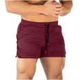 thumbnail image 2 of YueHuiYing Mens Workout Shorts with Zip Pocket 3" Lightweight Gym Running Shorts Linerless Bodybuilding Athletic Shorts Wine 2XL, 2 of 6