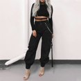 thumbnail image 6 of Sngxgn Cargo Pants for Women Jogger Hiking Relaxed Fit High Waist Loose Trousers Straight Leg Streetwear Pants(Black,S), 6 of 9