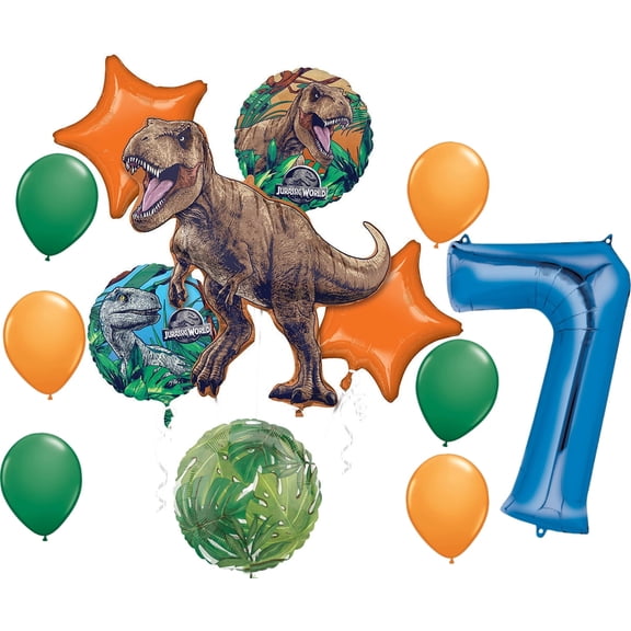 Jurassic World 7th Birthday Party Supplies Dinosaur Balloon Bouquet Decorations
