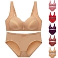 thumbnail image 2 of Npasoilc Plus Size Bras and Panty Sets for Women Full Coverage Bras Back Button Sports V-Neck Push Up Bras and Panty Everyday Set, 2 of 3