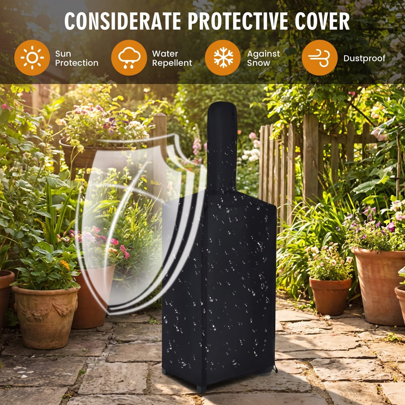 Biotree Portable Outdoor Pizza Oven with Pizza Stone and Waterproof Cover for Backyard Cooking, Black