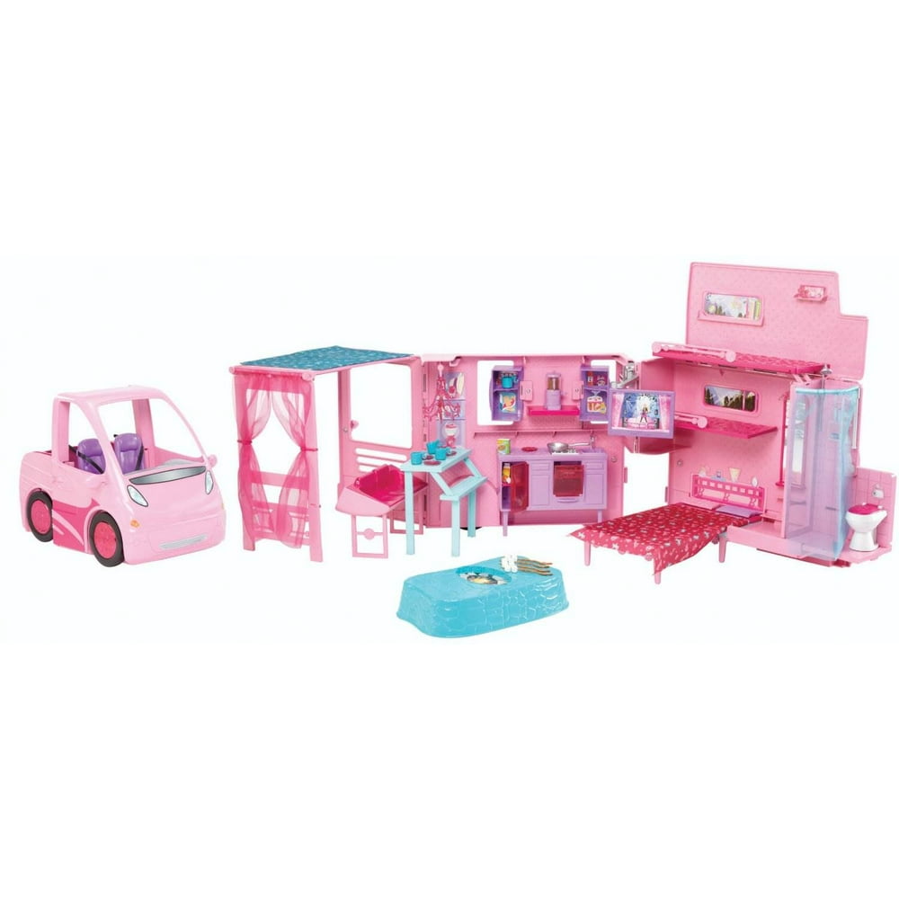 Mattel Barbie Doll & Her Sisters Pony Tale RV Horse Trailer Camper