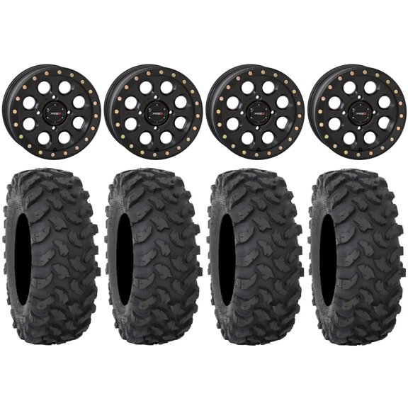 System 3 SB-7 14" Wheels Black (4 3) 28" XTR370 Tires Polaris RZR XP 1000 / PRO XP / Ranger XP 900/1000