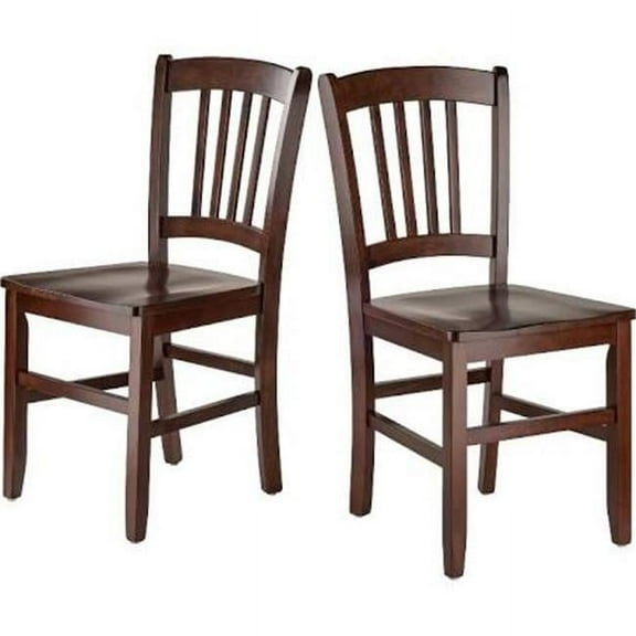 2 Piece Madison Slat Back Chairs Set, Walnut