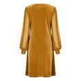 thumbnail image 5 of ClodeEU Women's Long Sleeve V Neck Velvet Mesh Sequin Embellished Dress,Fall Trendy Tunic Dress Gold,Womens Plus XXL, 5 of 6