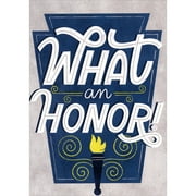 Designer Greetings What an Honor: Black and Yellow Torch and Swirls on Blue and Gray NHS / National Honor Society Graduation Congratulations Card