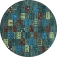 thumbnail image 1 of Ahgly Company Indoor Round Abstract Light Blue Contemporary Area Rugs, 5' Round, 1 of 4