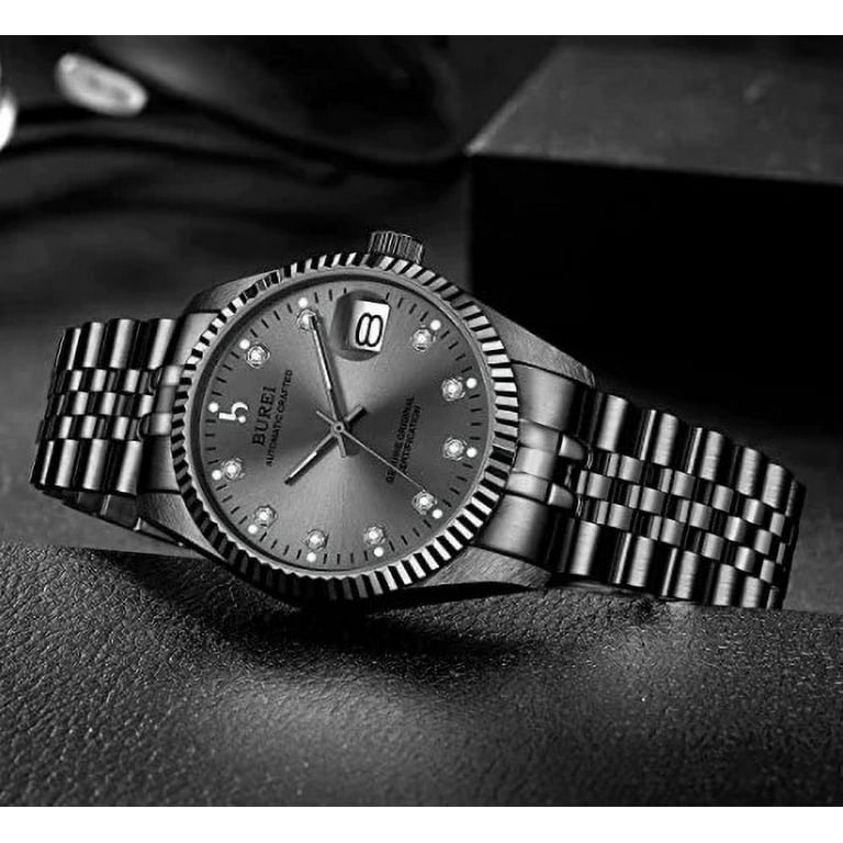 BUREI Men's Automatic Watch B-5003M Gray Date Display with BUREI Men's Automatic Watch B-5003M Gray Date Display with
