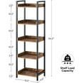 thumbnail image 3 of Rolanstar Bookshelf, 5-Tier Storage Rack, Narrow Corner Bookshelf, Display Wooden Shelves for Living Room, Bathroom, Balcony, Kitchen,Rustic Brown, 3 of 7