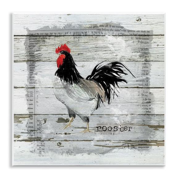 Stupell Industries Rustic Lodge Farm Country Rooster Rustic Pattern Book Collage Wall Plaque Art, 12 x 12, by Carol Robinson
