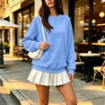 thumbnail image 5 of Crew Neck Sweatshirts Women Fall Oversized Crewneck Sweatshirt Vintage Fleece Pullover Loose Fit Cute Y2K Hoodie Sky Blue 3XL, 5 of 7
