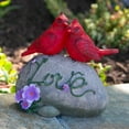 thumbnail image 6 of Exhart Solar Cardinal Love Rock Statue with Flowers, 8 inch, Resin, Multicolor, 6 of 7