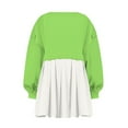 thumbnail image 3 of Womens Oversized Sweatshirt Dress Long Flowy Patchwork Pullover Tops Cute Drop Shoulder Sweatshirts Fall Long Sleeve Mini Dress Teen Girls Crewneck Solid Tunic Pleated Loose Clothing Beig, 3 of 5