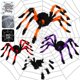 thumbnail image 4 of Decoraciones al aire libre 143 pulgadas Spider Web y 4 pack color araña gigante Afortunado Sencillez, 4 of 5