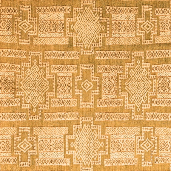 Ahgly Company Indoor Square Abstract Orange Modern Area Rugs, 8' Square