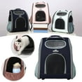 thumbnail image 4 of Mochila transportadora ventilada para perros con bolsillos de almacenamiento para pasear a tu cachorro Azul marino, 4 of 9