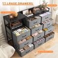 thumbnail image 4 of EnHomee Dresser for Bedroom with 11 Drawers Dressers Black Dresser & Chests of Drawers,Long Dresser TV Stand with Shelf,39.4" H Dresser with Sturdy Metal Frame & Wood Top,Fabric Dresser,Gray, 4 of 7