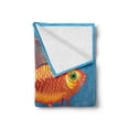 thumbnail image 2 of Goldfish Soft Flannel Fleece Throw Blanket, Aquarium Illustration of Golden Fish on Sea Water Background, Cozy Plush for Indoor and Outdoor Use, 60" x 80", Vermilion Orange, by Ambesonne, 2 of 5