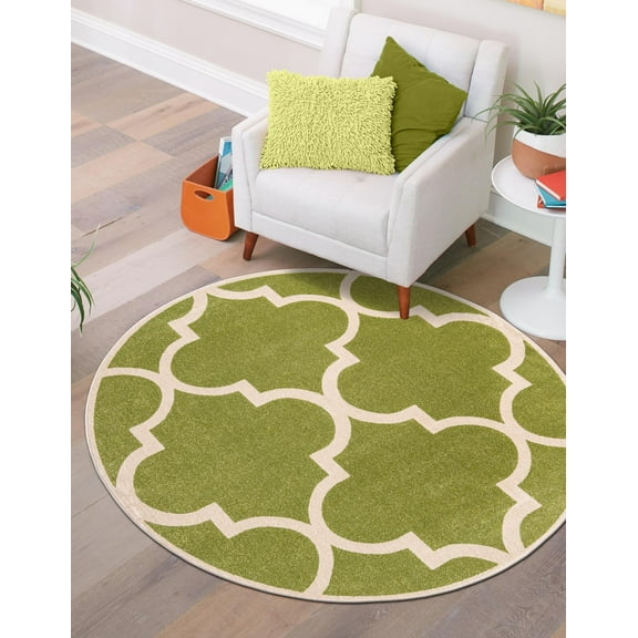 Unique Loom Trellis Collection Area Rug - Austin (6' 1" Round Green/Beige)