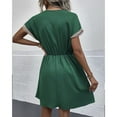 thumbnail image 3 of Yokua Women V Neck Short Sleeve A Line Midi Dress Lace Trim Drawstring Waist Dresses, 3 of 18