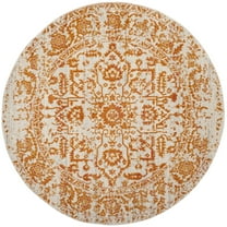 SAFAVIEH Madison Fleur Distressed Abstract Area Rug, Cream/Orange, 6'7" x 6'7" Round