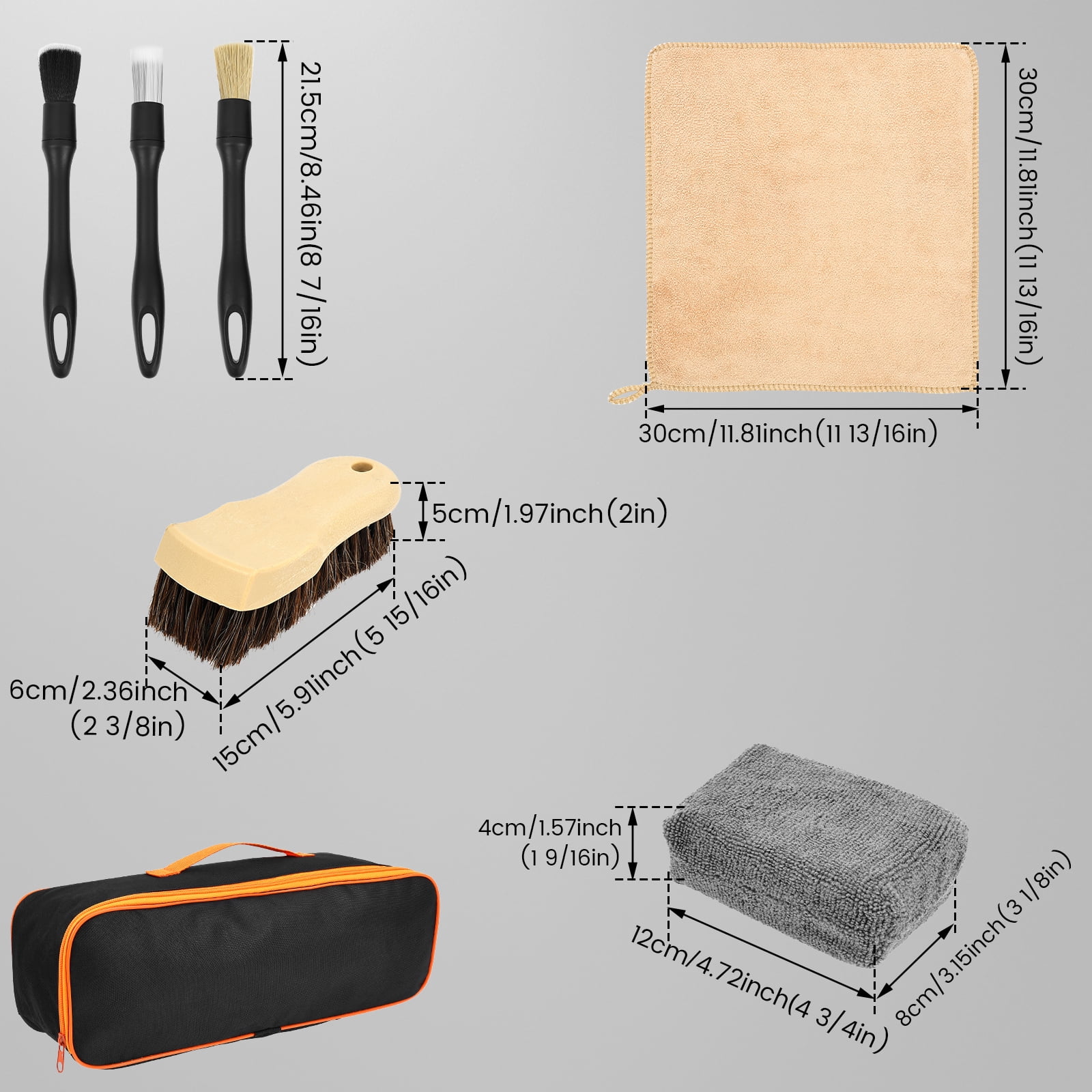 8Pcs Car Detailing Cleaning Kit Professional Car Interior Cleaning Brush with Microfiber Towel Automotive Detailing Brush for Interior Exterior Automotive