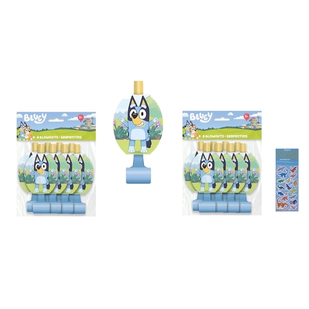 Paquete de artículos para fiestas Bluey Birthday con 16 reventones