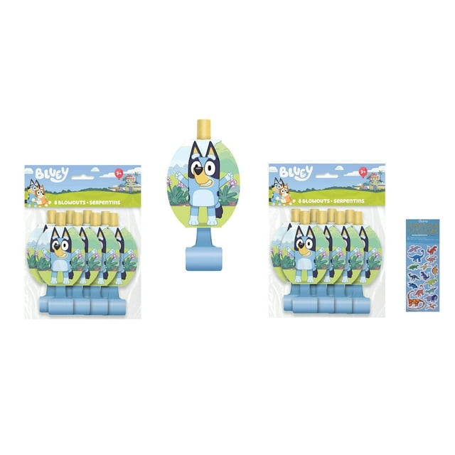 Paquete de artículos para fiestas Bluey Birthday con 16 reventones