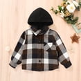 thumbnail image 2 of Younger Tree Kid Toddler Boy Flannel Shirt Baby Long Sleeve Hooded Plaid Button Shirt,Size 3 Months-6T, 2 of 7