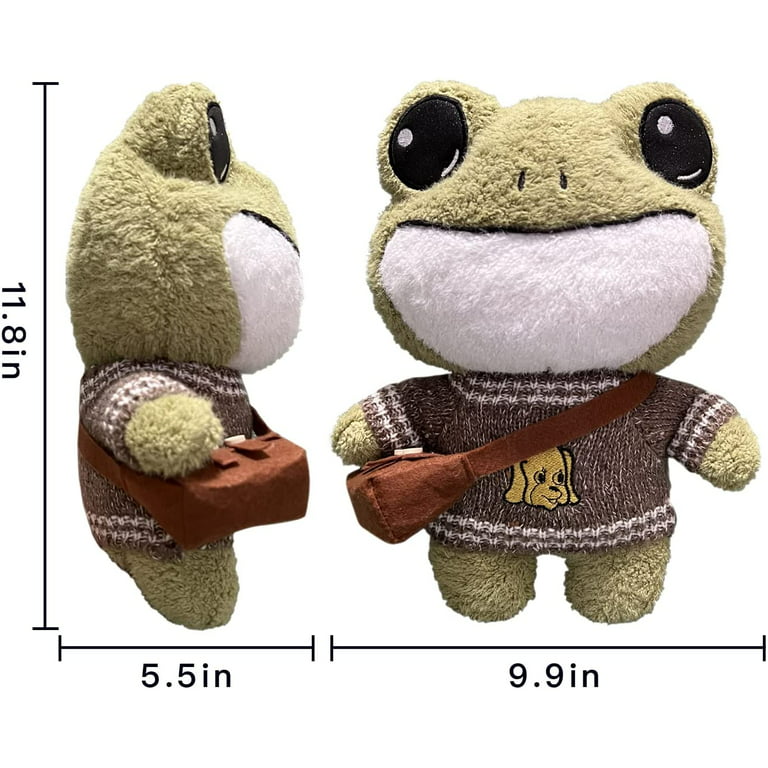 Frog Plush Doll, Soft Stuffed Plush Toy with Sweater and Backpack Pillow Decoration Gift 11.8 Inches, Green