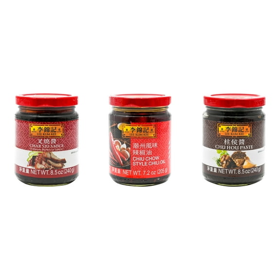 NineChef Brand Spoon Plus 3 Pack Lee Kum Kee Cooking Sauce, 3 Flavors(Char Siu Sauce,Chiu Chow Chili Oil,Chu Hou)