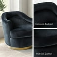 thumbnail image 3 of Upholstered 360 Swivel Barrel Chair Round Accent Chair Removable Cushion Single Armchair Club Sofa Metal Base Living Room Bedroom Black, 3 of 7